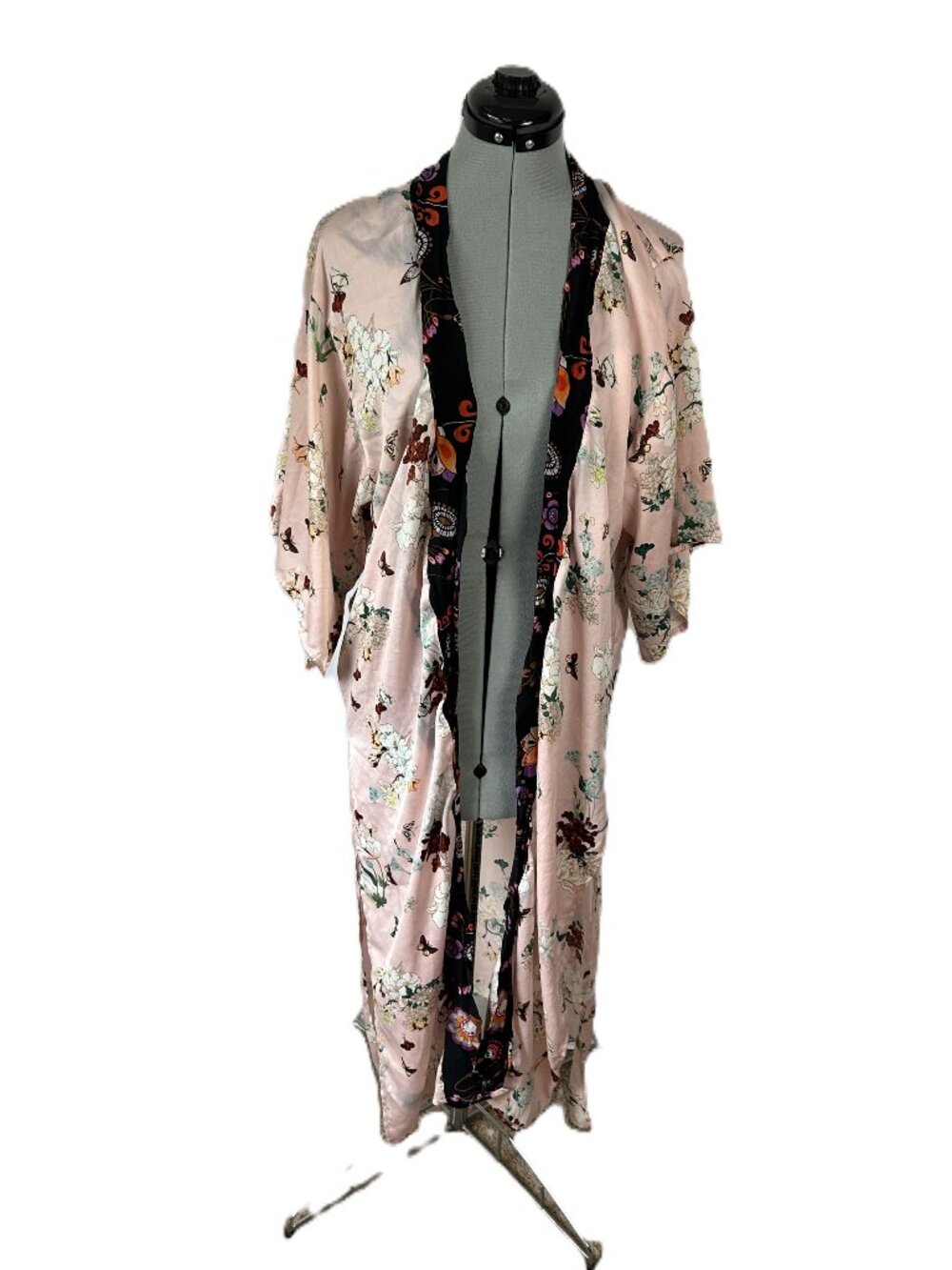 Floreat Anthropologie Open Front Kimono Floral Pink OS